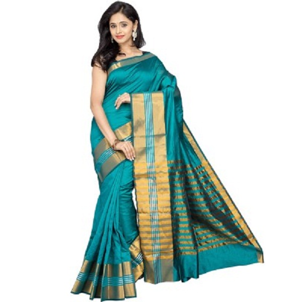 Pavechas Solid Banarasi Silk Cotton Blend Sari