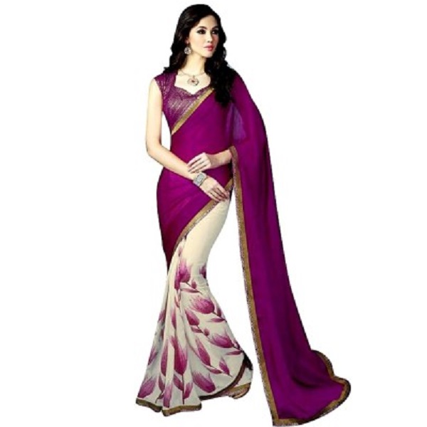 RV Fashions Printed Fashion Georgette Sari