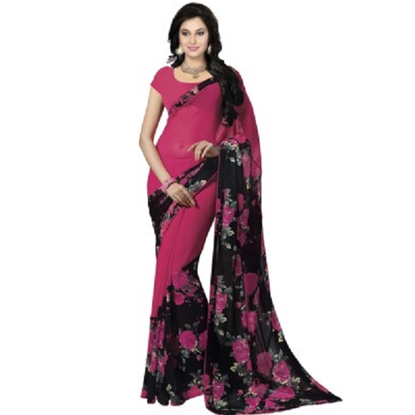 Ishin Printed Fashion Synthetic Georgette Sari