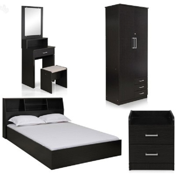 Royal Oak Engineered Wood Bed Side Table Wardrobe And Dressing Table Set
