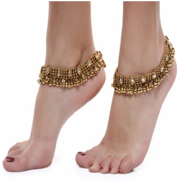 Shining Diva Antique Look Kundan Pair Alloy Anklet