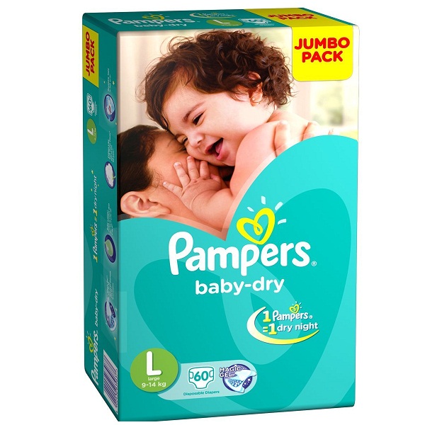 Pampers Baby Dry Large Size Diapers 60 Count Jumbo Pack