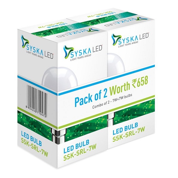 Syska B22 7Watt LED Bulb Pack of 2