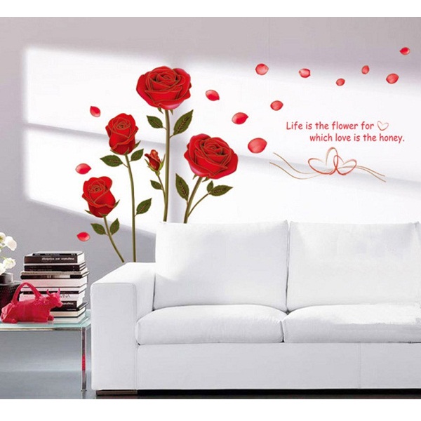 Decals Design StickersKart Wall Stickers Bedroom Romantic Rose Flowers 