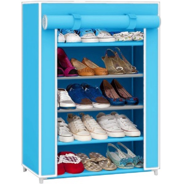 Pindia Fancy Layer Sky Blue Shoe Rack Organizer Polyester Shoe Cabinet