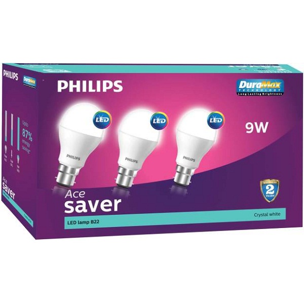 Philips B22 LED 9 W Bulb Pack of 3
