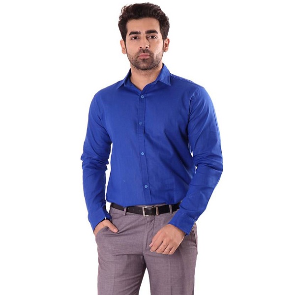 jeetenterprise Mens Solid Casual Blue Shirt