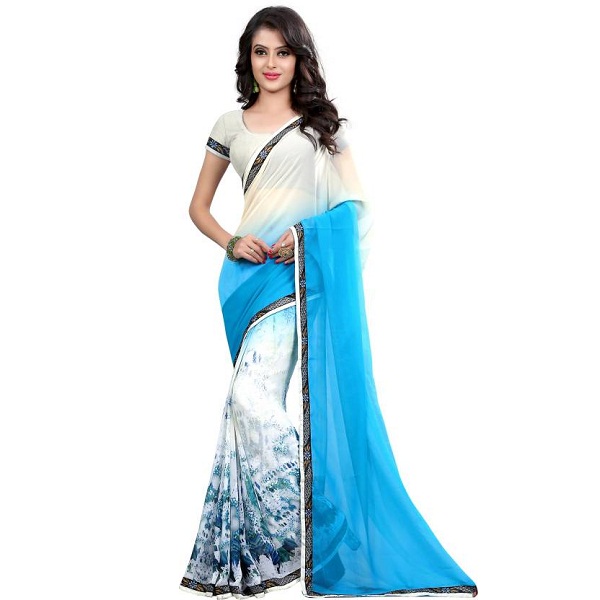 Arya Fashion Geometric Print Bollywood Georgette Sari