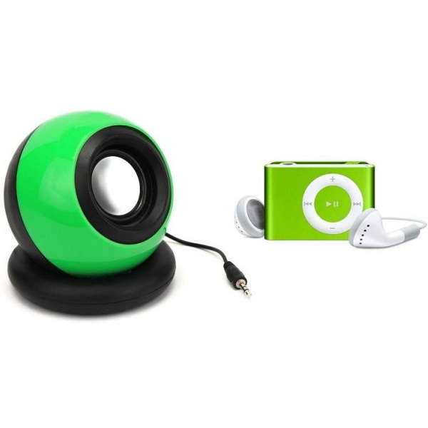 De Bluemix Combo 2 in 1 Set of Portable Mini AUX Battery Rechargable Speaker with Music Sleek 8 GB MP3 Player