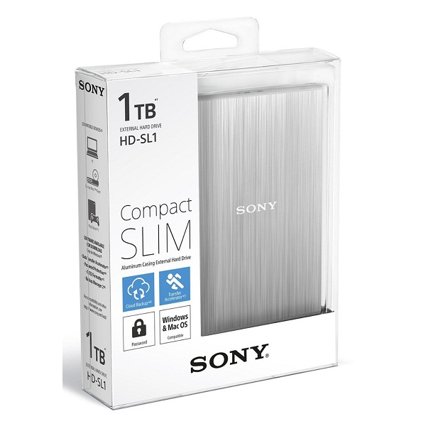 Sony Ultra Slim Lightweight 1TB External Hard Drive with Backup Manager