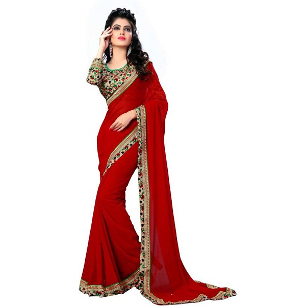 Oomph Printed Bollywood Chiffon Sari