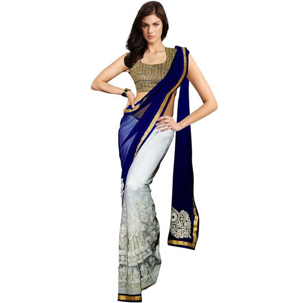 Panash Trends Embriodered Daily Wear Georgette Sari
