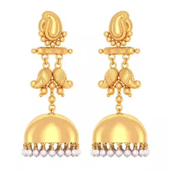 THE PRATICHI JHUMKA White Pearl Earring In 18Kt Yellow Gold