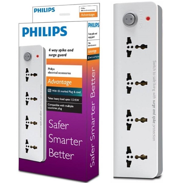Philips Four Way Extension 4 Strip Surge Protector