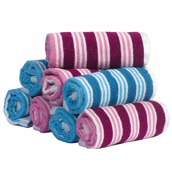 Skumars Love Touch Multi Stripe Face Towel Set Pack of 8