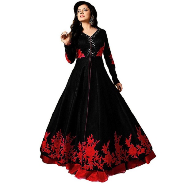 Royal Export Womens Black Mirror Bangalori Party Wear Gown