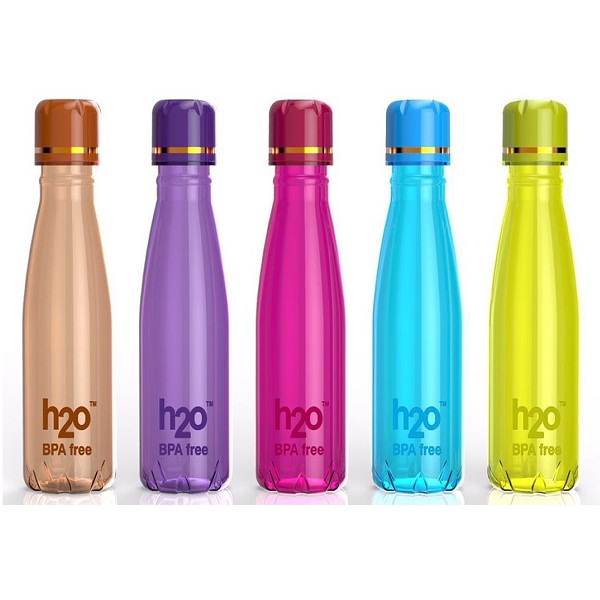 Pack of 5 Okayji H2O 1000ml Unbreakable Sports Fridge Water Bottle