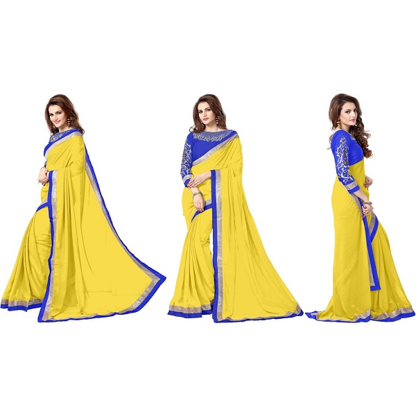 onlinefayda Embroidered Daily Wear Chiffon Sari