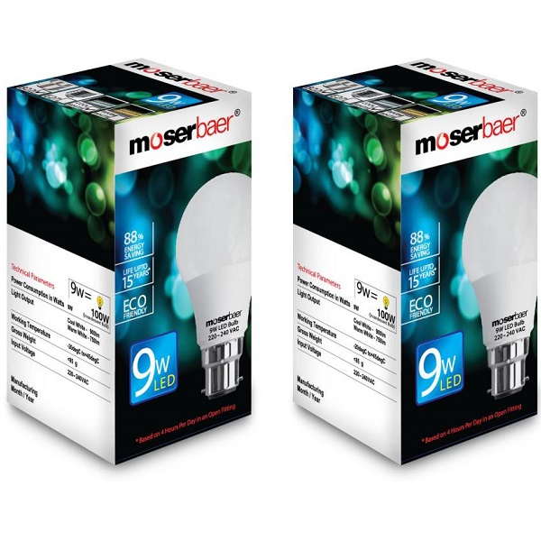 Pack of 2 Moserbaer 9 W Spiral B22 LED Bulb