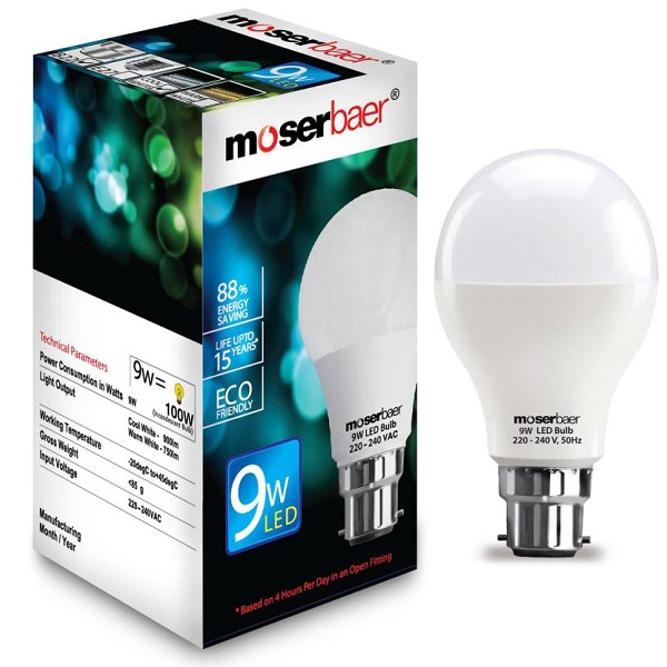 Moserbaer 9 W B22 LED Bulb