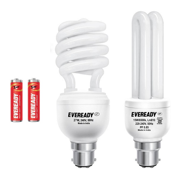 Pack of 2 Eveready 27W 15W B22 CFL Bulb