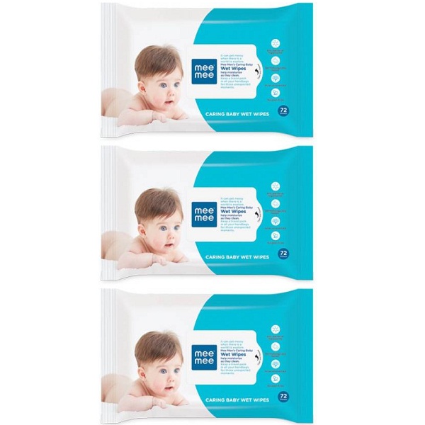 Mee Mee Caring Baby Wet Wipes with Aloe Vera 72 pcs Pack of 3