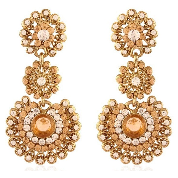 I Jewels Traditional Gold Plated Stone Earrings