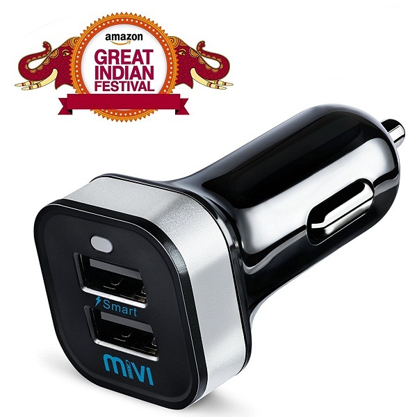 Mivi Smart Charge Dual Port Car Charger for all smart mobile devices and Tablets