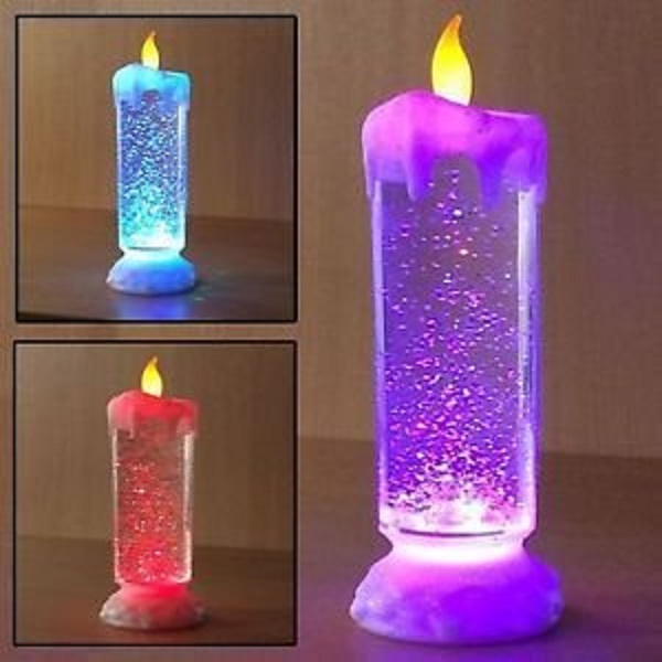 Atorakushon USB LED light Water Glitter Spinner Candle