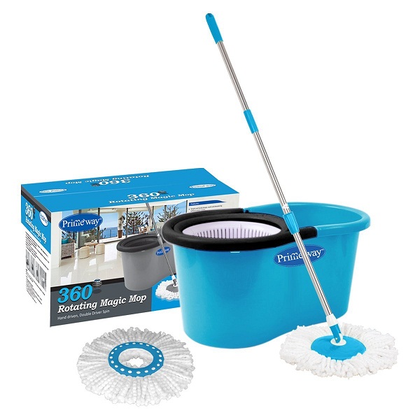Primeway Magic Mop and Bucket with 2 Microfibre Mop Heads