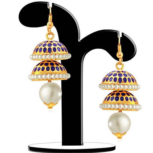 Spargz Traditional Double Layer Jhumka Pearl Alloy Dangle Earring