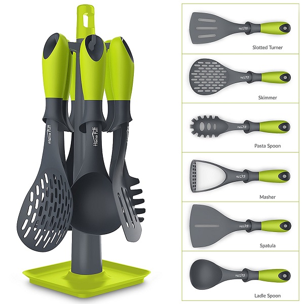 Home Puff 6Piece Kitchen Utensil Set with Carousel Holder