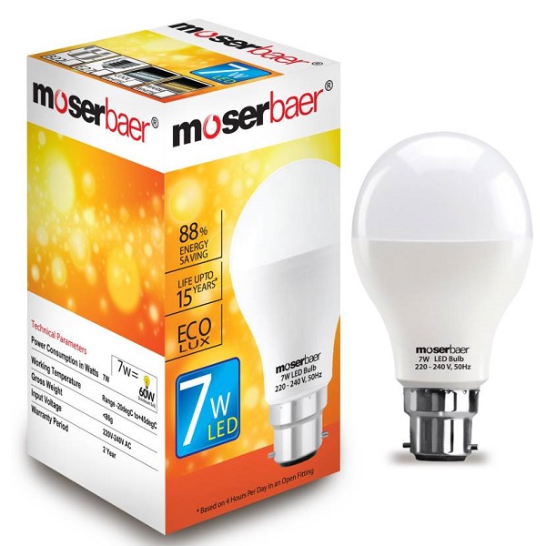 Moserbaer 7 W B22 LED Bulb