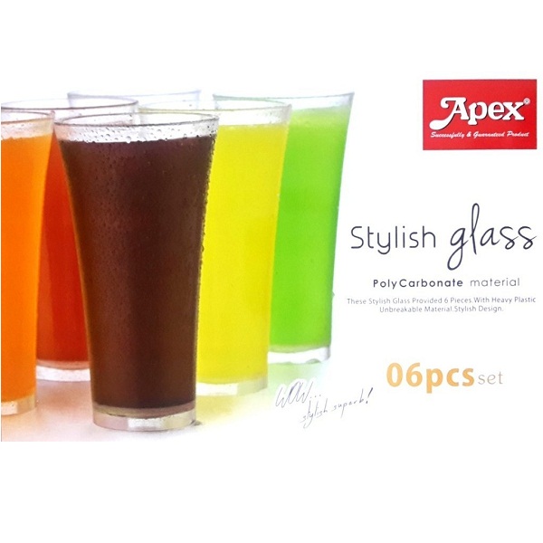 Apex 6 Pcs Unbreakable Stylish Transparent Glass Set