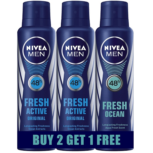 Nivea Fresh Active Deodrant Buy 2 Get 1 Free