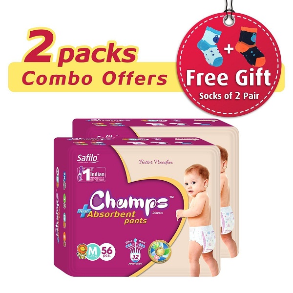 Premium Champs High Absorbent Premium Pant Style Diaper Pack of 2
