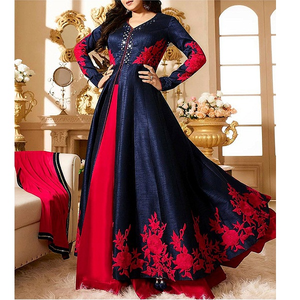 Royal Export Blue And Red Anarkali Salwar Suit