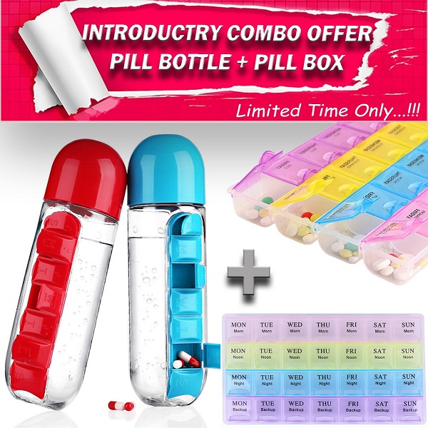 All in One Pill Organiser Bottle With Medicine Organiser Box