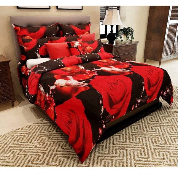 Home Candy 152 TC Microfiber Double 3D Printed Bedsheet