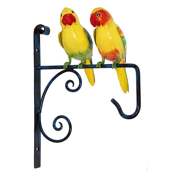 Wonderland 2 Parrots Metal Wall Hanger