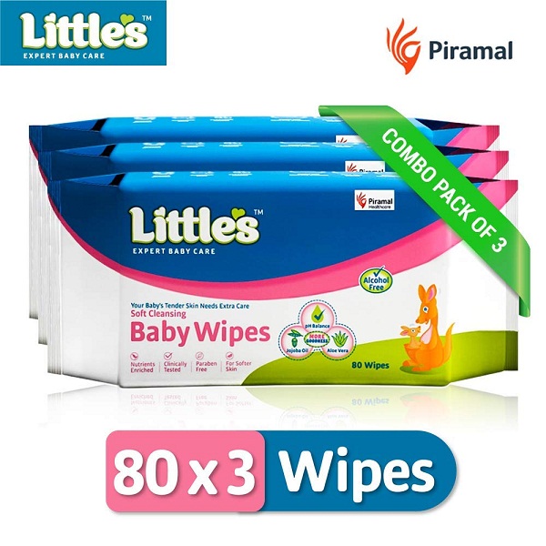 Littles Soft Cleansing Baby Wipes Pack of 3
