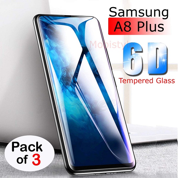 Mobistyle Samsung A8 Plus Tempered Glass Pack 3