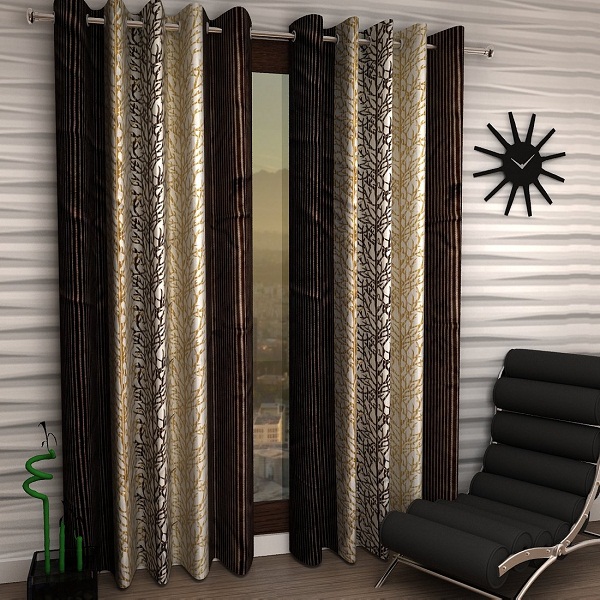 Home Sizzler Abstract 2 Piece Eyelet Polyester Door Curtain Set