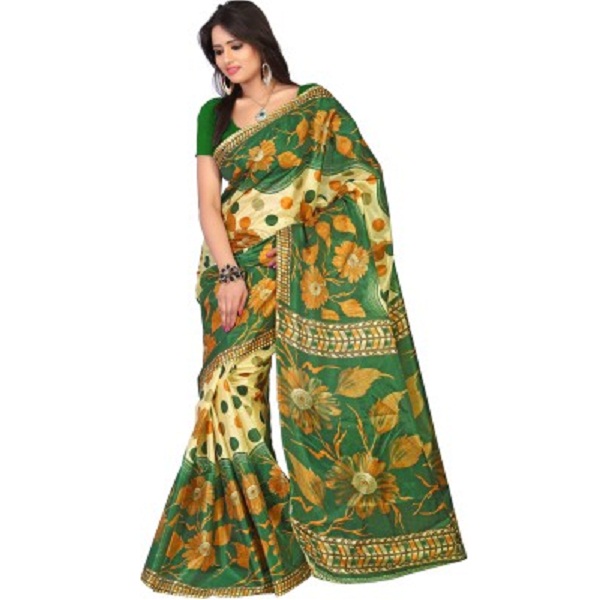 Kajal Sarees Floral Print Fashion Art Silk Sari