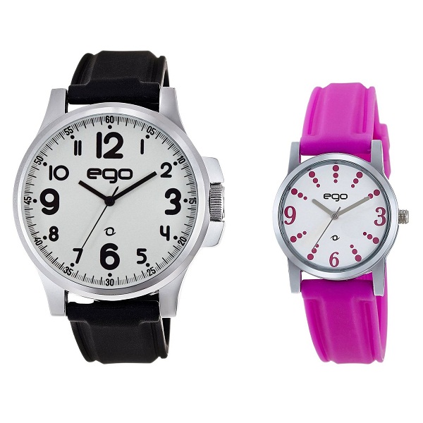 Maxima Ego Analog White Dial Mens and Womens Watch Combo