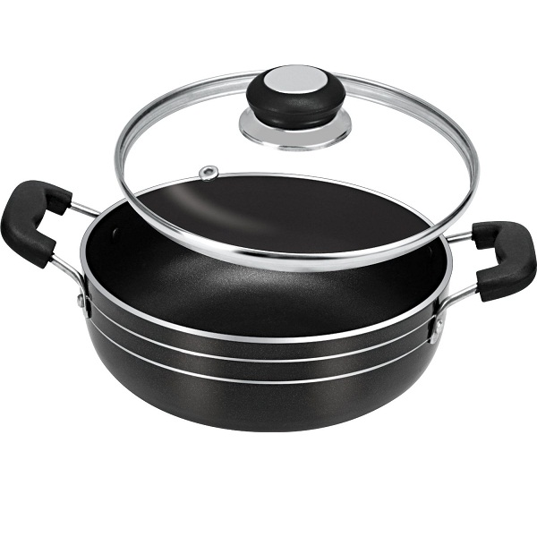 Tosaa Non Stick Induction Base Kadhai with Glass Lid
