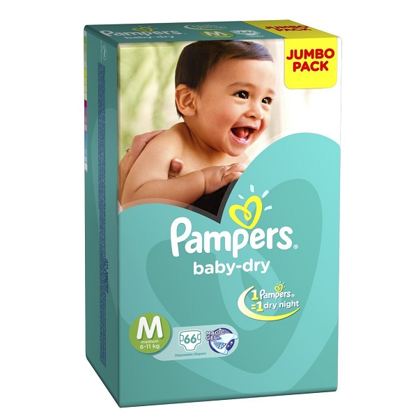 Pampers Medium Size Diapers Jumbo Pack 66 Count